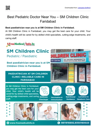 Best Pediatric Doctor Near You SM Children Clinic Faridabad