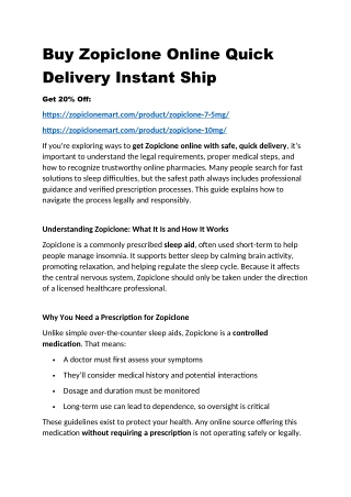 Buy Zopiclone Online Quick Delivery Instant Ship