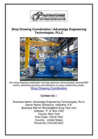Shop Drawing Coordination | Advantage Engineering Technologies, PLLC