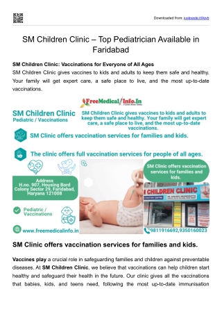 SM Children Clinic Top Pediatrician Available in Faridabad