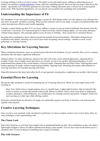 Discovering New Ways to Layer Essentials after Masterful Adjustments.