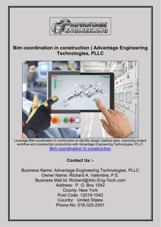 Bim coordination in construction | Advantage Engineering Technologies, PLLC