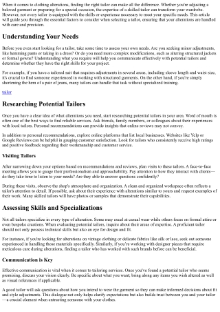 How to Choose the Right Tailor for Your Clothing Alterations