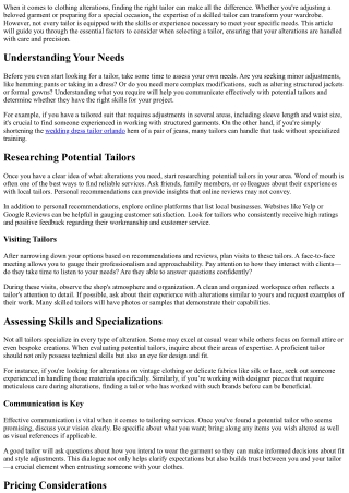 How to Choose the Right Tailor for Your Clothing Alterations