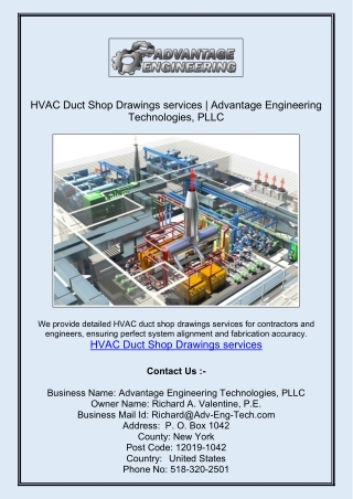 HVAC Duct Shop Drawings services | Advantage Engineering Technologies, PLLC