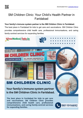 SM Children Clinic Your Child’s Health Partner in faridabad