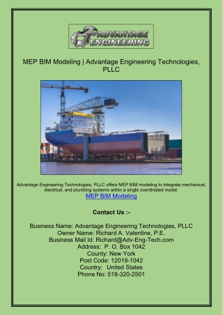 MEP BIM Modeling | Advantage Engineering Technologies, PLLC