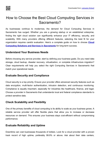 How to Choose the Best Cloud Computing Services in Sacramento?