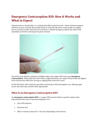 Emergency Contraception IUD How It Works and What to Expect