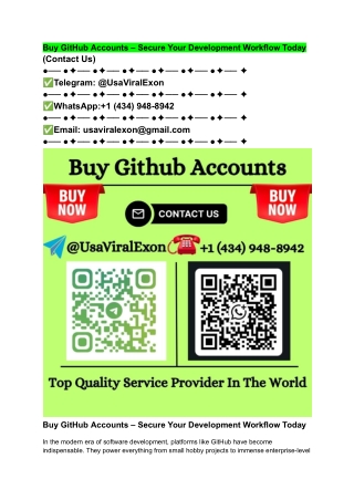 Buy GitHub Accounts – Secure Your Development Workflow Today