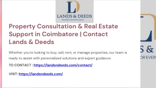 Property Consultation & Real Estate Support in Coimbatore  Contact Lands & Deeds