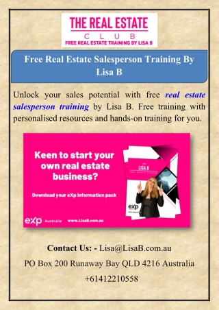 Free Real Estate Salesperson Training By Lisa B
