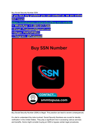 Buy Social Security Number SSN