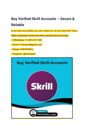 Buy Verified Skrill Accounts – Secure & Reliable