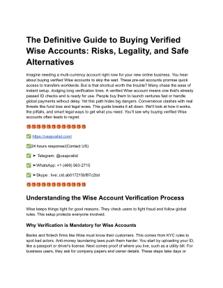 The Definitive Guide to Buying Verified Wise Accounts_ Risks, Legality, and Safe Alternatives