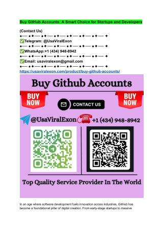 Buy GitHub Accounts_ A Smart Choice for Startups and Developers