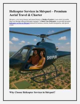 Helicopter Joyride in Shivpuri, Madhya Pradesh