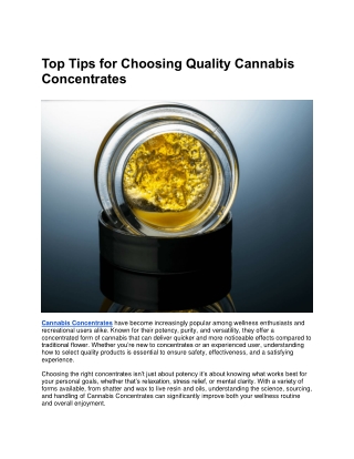 Top Tips for Choosing Quality Cannabis Concentrates