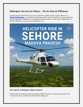 Helicopter Joyride in Sehore, Madhya Pradesh