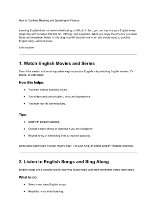 How to Combine Reading and Speaking for Fluency