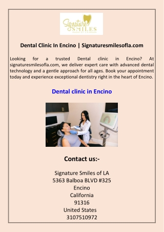 Dental Clinic In Encino Signaturesmilesofla.com