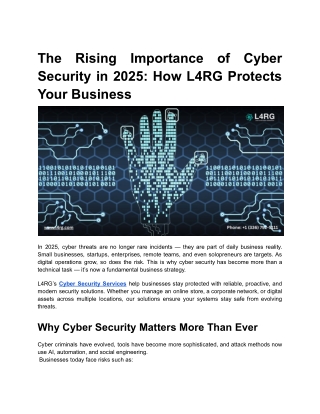 The Rising Importance of Cyber Security in 2025_ How L4RG Protects Your Business