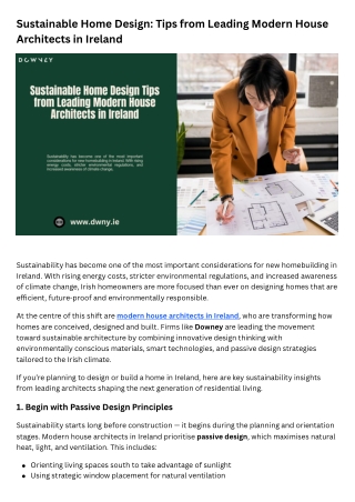 Sustainable Home Design: Tips from Leading Modern House Architects in Ireland