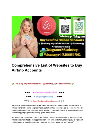Comprehensive List of Websites to Buy Airbnb Accounts