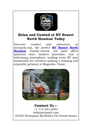 Relax and Unwind at RV Resort North Houston Today