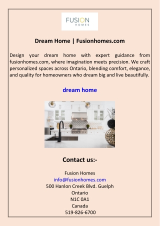 Dream Home Fusionhomes.com