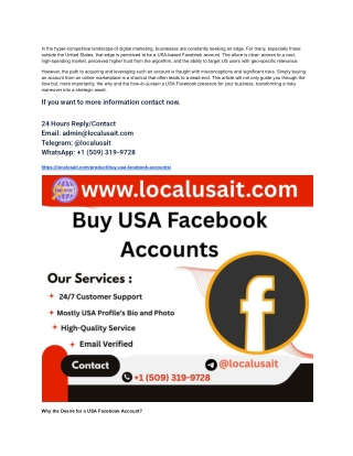 How to Acquire a USA Facebook Account and Make It a Business Asset