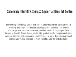 Secondary Infertility: Signs & Support at Renu IVF Centre