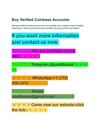 Best 22 Platform To Purchase Verified Coinbase Account ...100% Customer Satisfaction Guaranteed.
