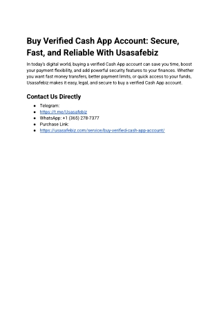 1Buy Verified Cash App Account_ Secure, Fast, and Reliable With Usasafebiz