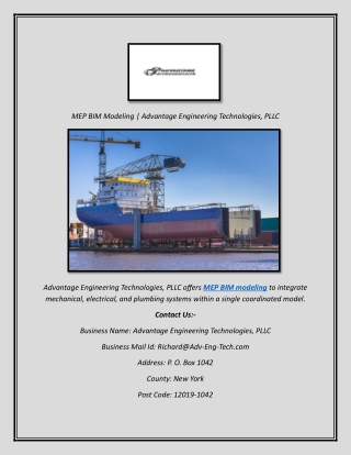 MEP BIM Modeling  Advantage Engineering Technologies, PLLC