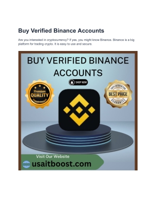 Top 6 Sites To Buy Verified Binance Account in The Year....usaitboost.com