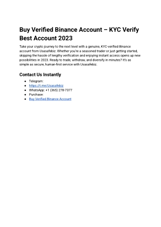 3Buy Verified Binance Account – KYC Verify Best Account 2023