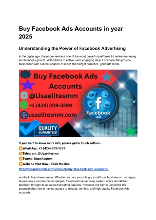 Buy Facebook Ads Accounts in year 2025