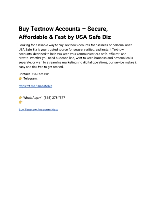 7Buy Textnow Accounts – Secure, Affordable & Fast by USA Safe Biz