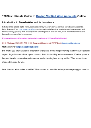 “2026's Ultimate Guide to Buying Verified Wise Accounts Online (1)