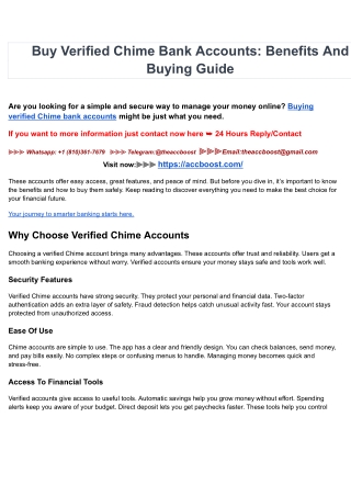 Buy Verified Chime Bank Accounts_ Benefits And Buying Guide
