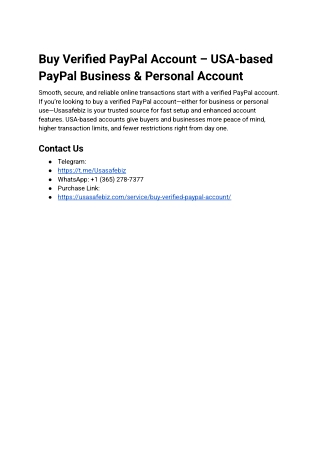 9Buy Verified PayPal Account – USA-based PayPal Business & Personal Account