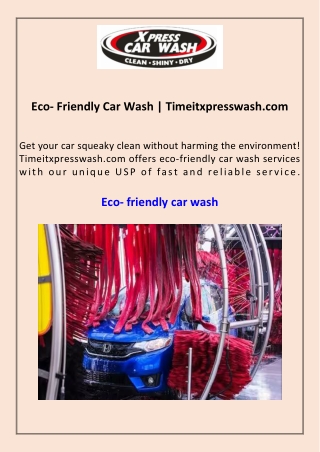 Eco- Friendly Car Wash Timeitxpresswash.com