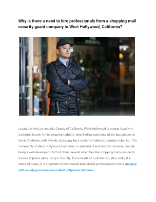 Why is there a need to hire professionals from a shopping mall security guard company in West Hollywood, California