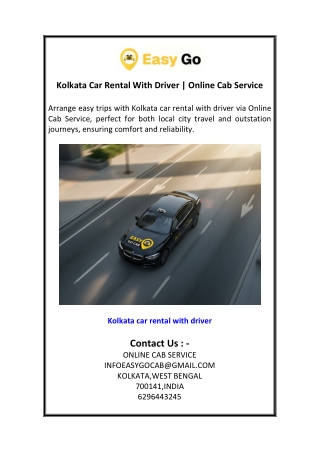 Kolkata Car Rental With Driver  Online Cab Service