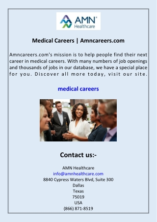Medical Careers Amncareers.com