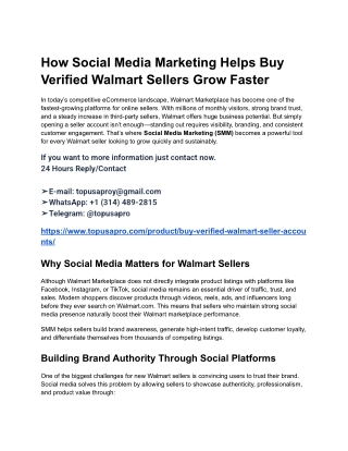 How Social Media Marketing Helps Buy Verified Walmart Sellers Grow Faster