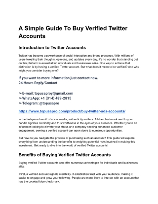 A Simple Guide To Buy Verified Twitter Accounts