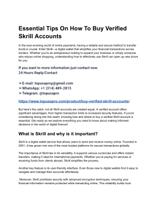 Essential Tips On How To Buy Verified Skrill Accounts