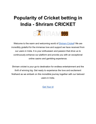 Popularity of Cricket betting in India - Shriram CRICKET